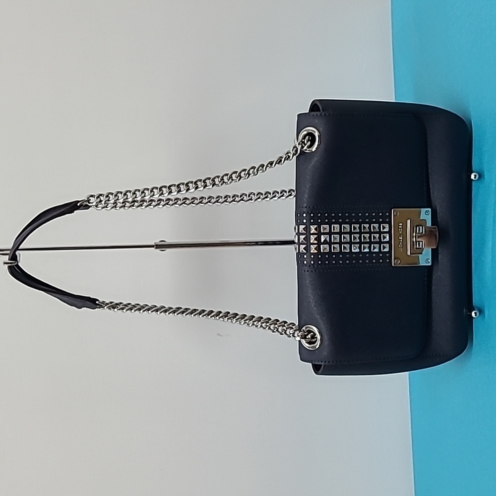Michael Kors Tina Stud Medium Shoulder Flap Leather Bag